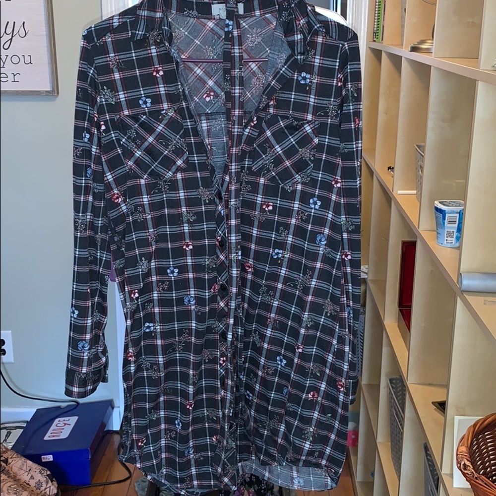 Floral Plaid shirt dress